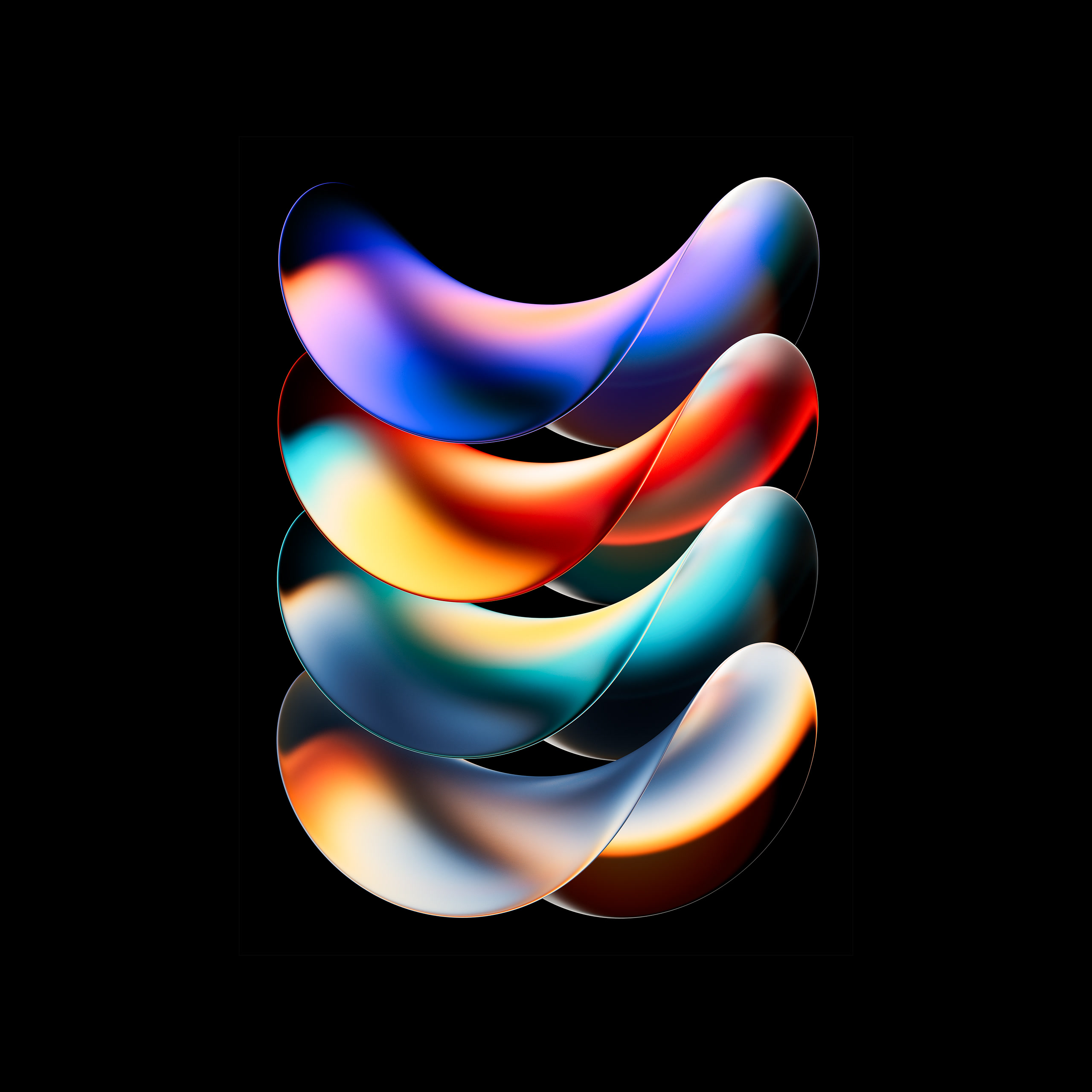 damon Abstract digital art with vibrant, swirling colors on a black background, creating a fluid, modern design.